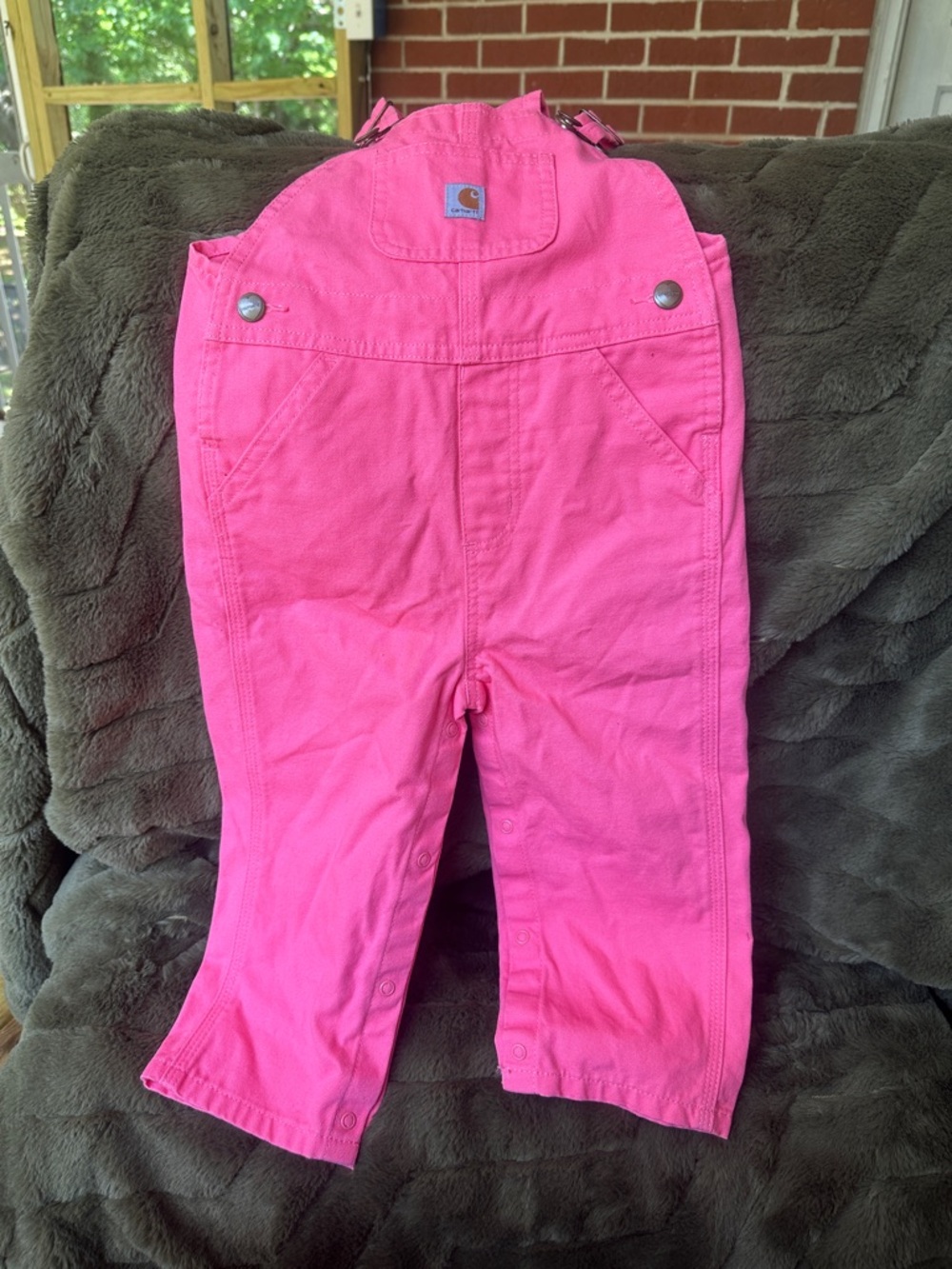 Carhartt Kids Pink Overalls - Durable Utility Bottoms pink 24 months